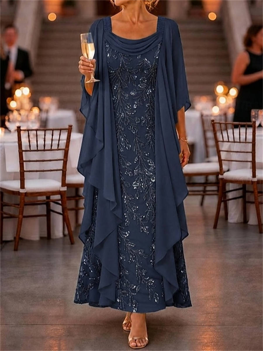 Katarina Eve Navy Blue front view mother of the bride dress