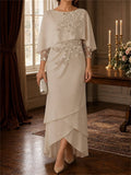 Tahlia Grace Silver front view mother of the bride dress