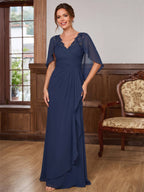Marcella Noelle Navy Blue front view mother of the bride dress