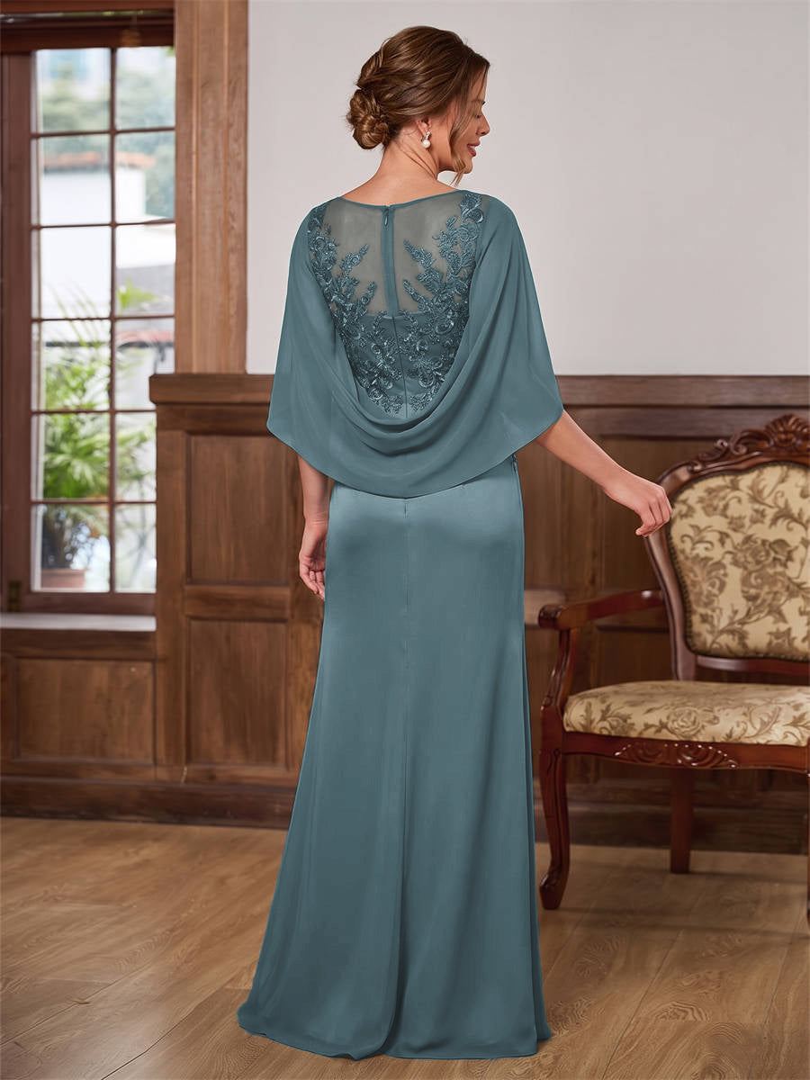 Amoret Quinn Plum back view mother of the bride dress