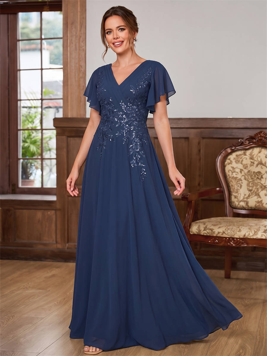 Rosalind Eve Navy Blue front view mother of the bride dress
