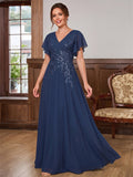 Rosalind Eve Navy Blue front view mother of the bride dress