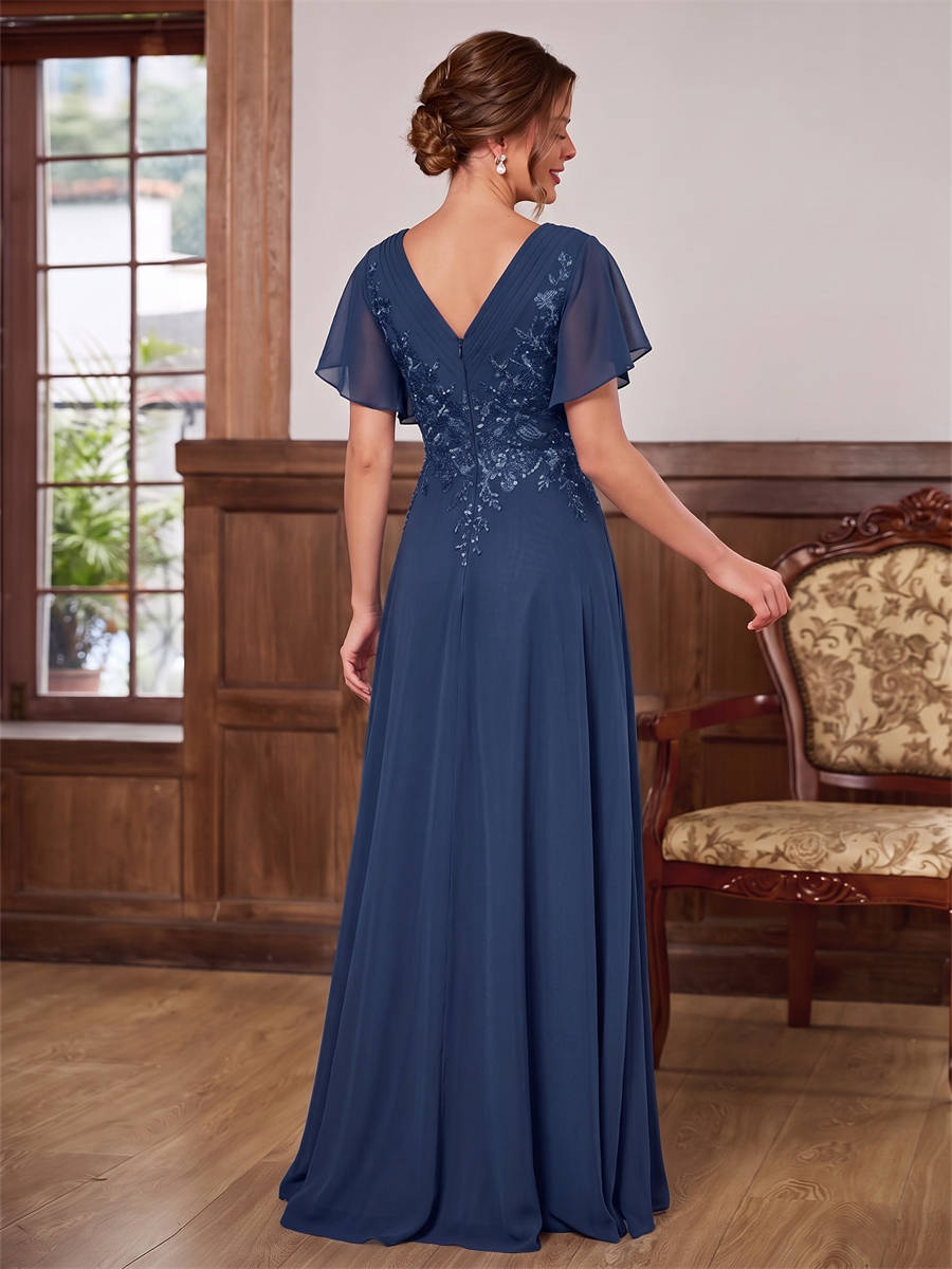 Rosalind Eve Navy Blue back view mother of the bride dress