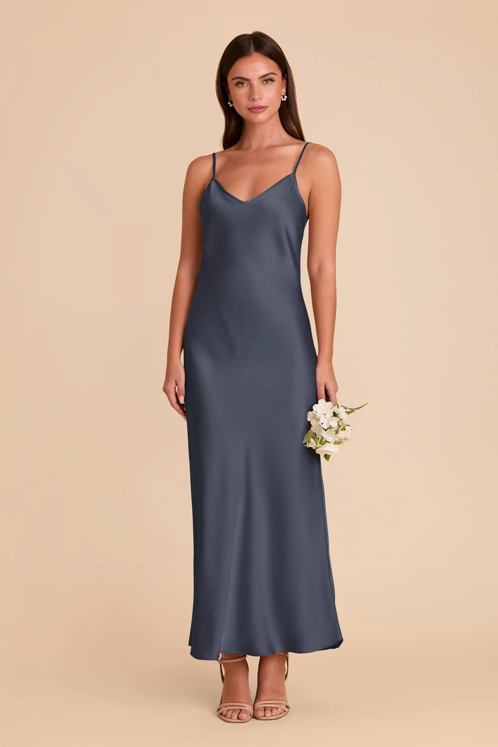Amara Dusk Blue front view bridesmaid dress