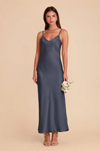 Amara Dusk Blue front view bridesmaid dress
