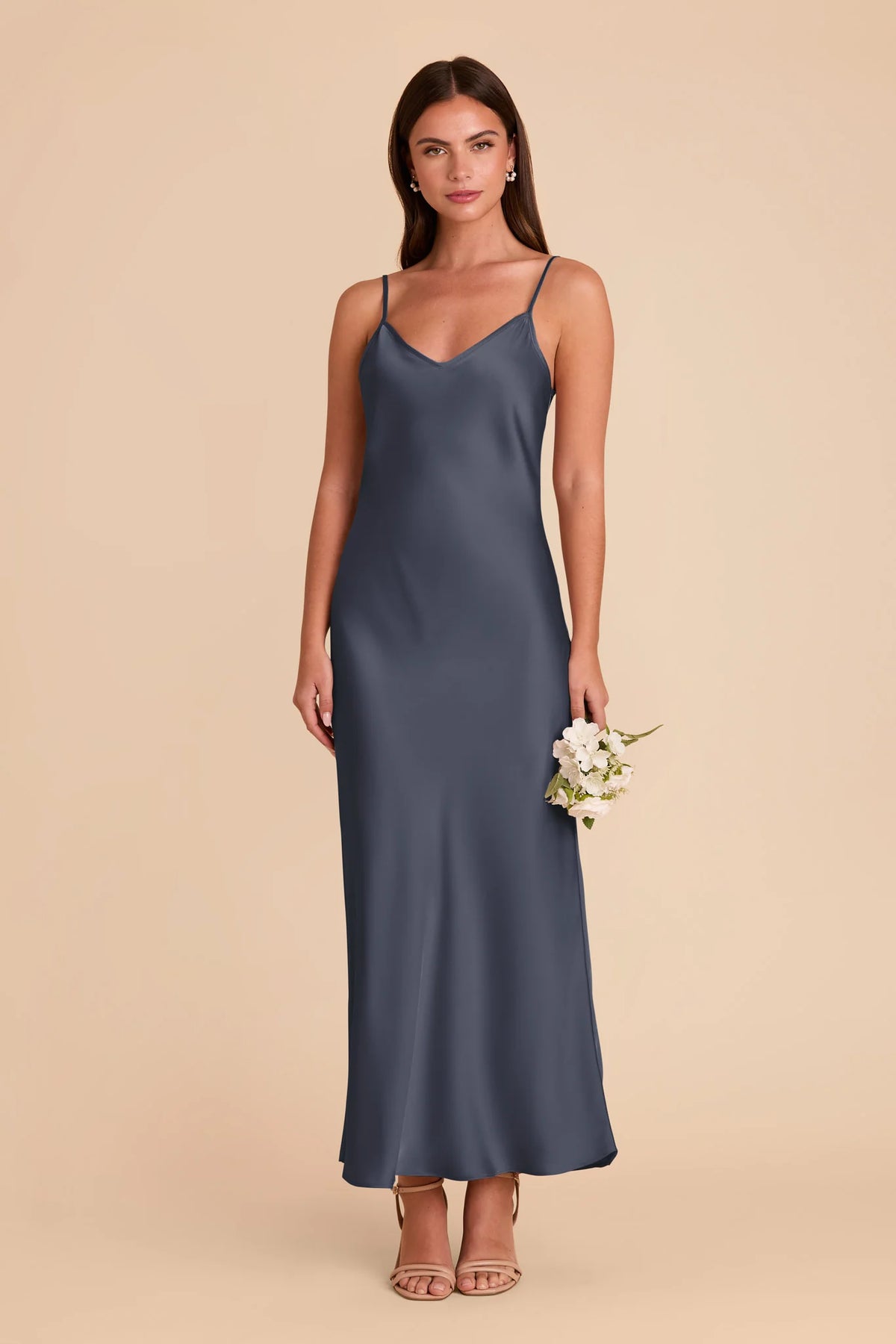 Amara Dusk Blue front view bridesmaid dress