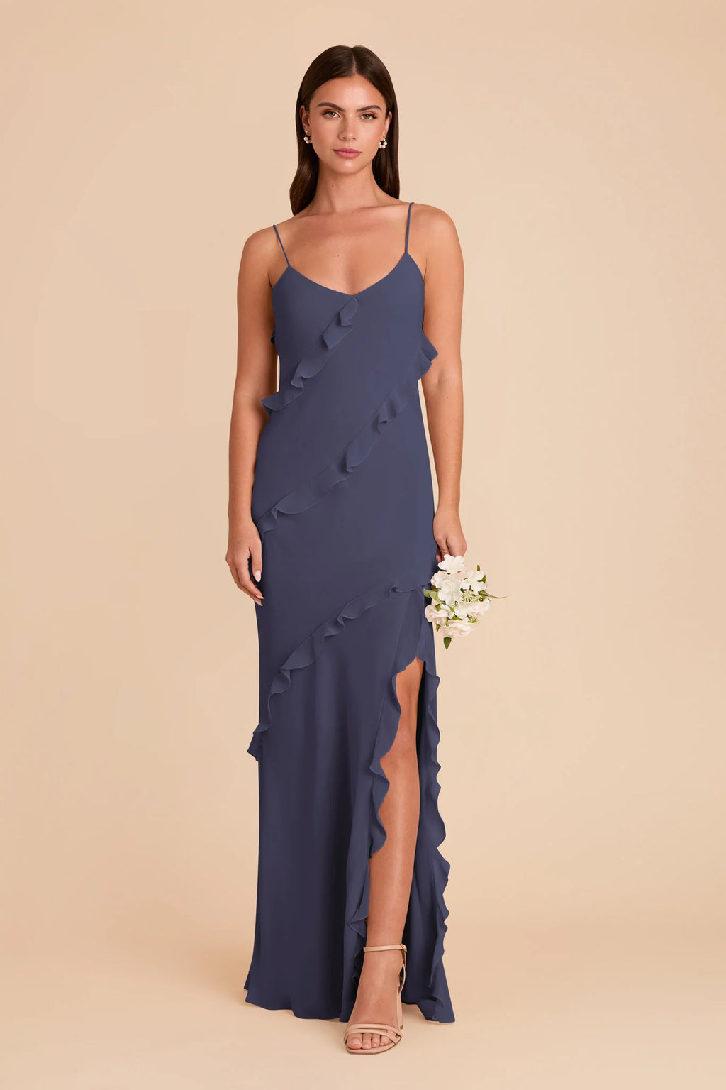 Vivienne Dusk Blue front view bridesmaid dress