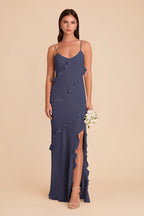 Vivienne Dusk Blue front view bridesmaid dress