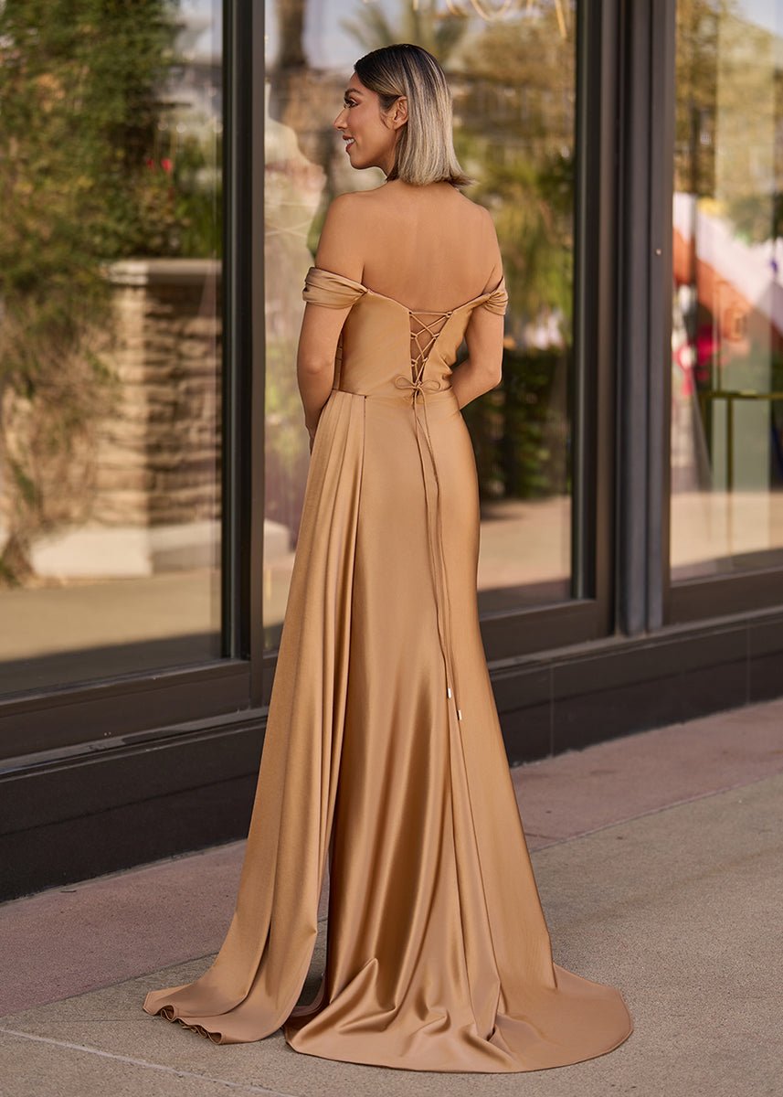 Mermaid Satin Long Formal Prom Gown with Slit
