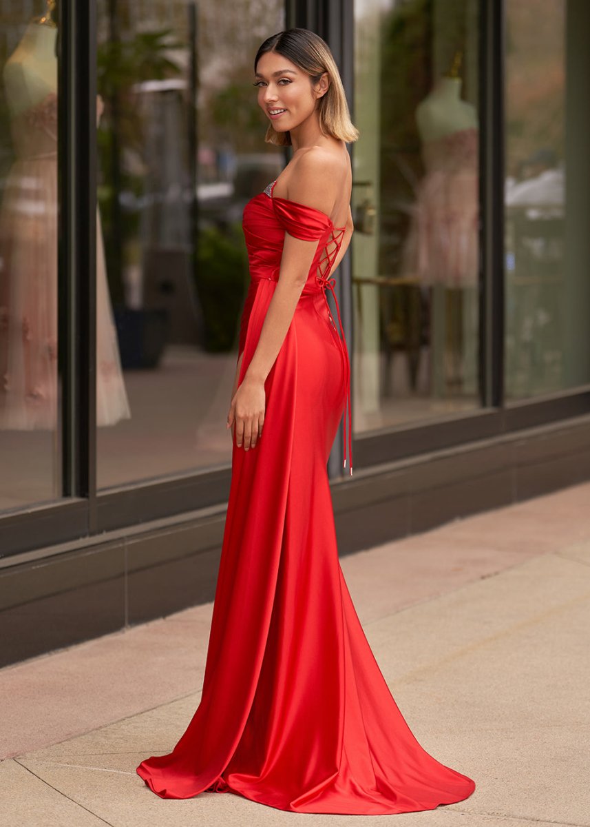 Mermaid Satin Long Formal Prom Gown with Slit