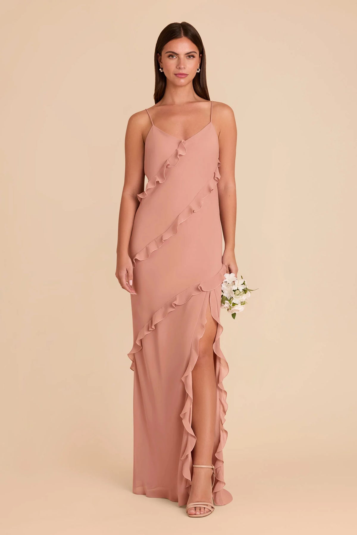 Vivienne Dusty Rose front view bridesmaid dress