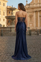 Yolanda Reese Navy Blue back view prom dress