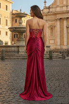 Yolanda Reese Burgundy back view prom dress