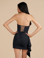Yellow Strapless Spandex Bodycon Homecoming Dress With Slit