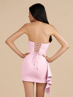 Yellow Strapless Spandex Bodycon Homecoming Dress With Slit