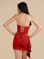 Yellow Strapless Spandex Bodycon Homecoming Dress With Slit