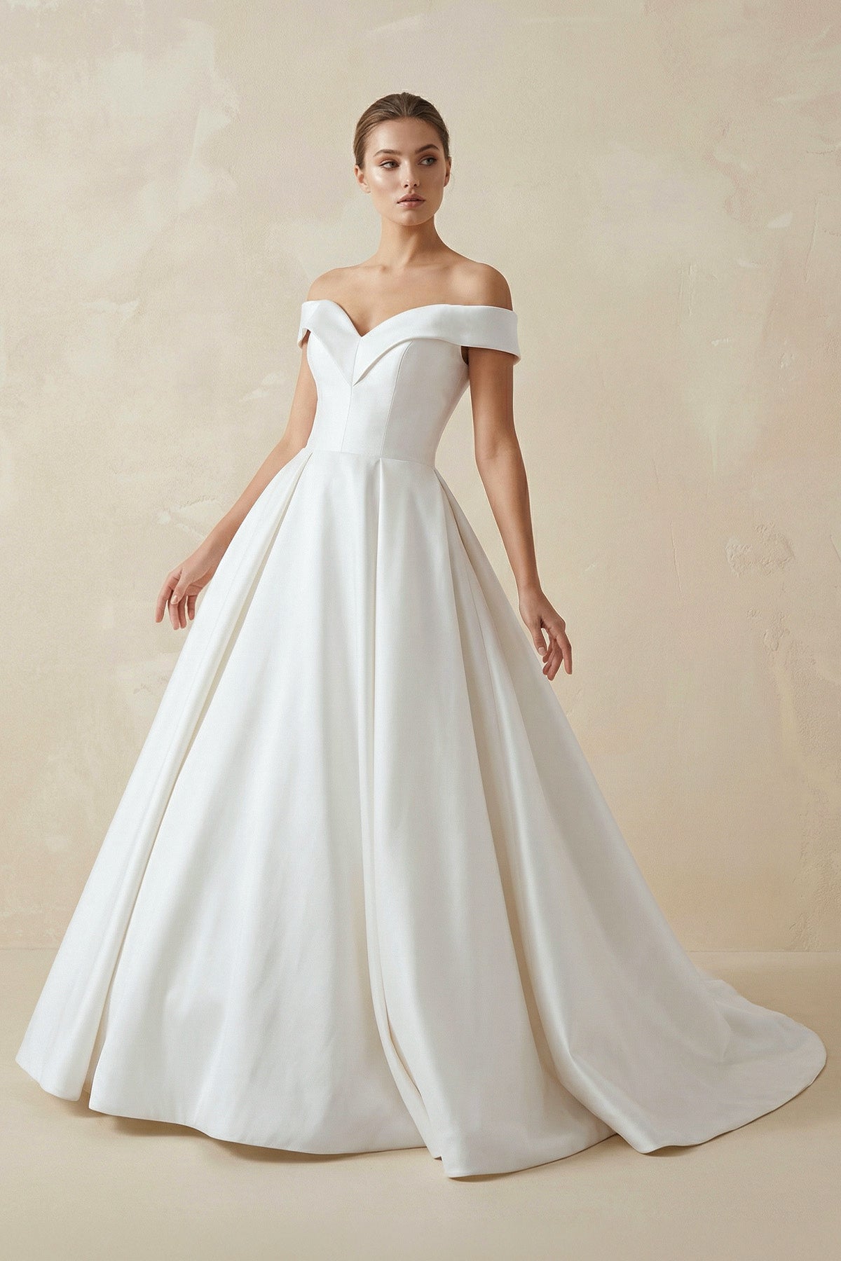 Clarisse Kate Diamond White front view wedding dress