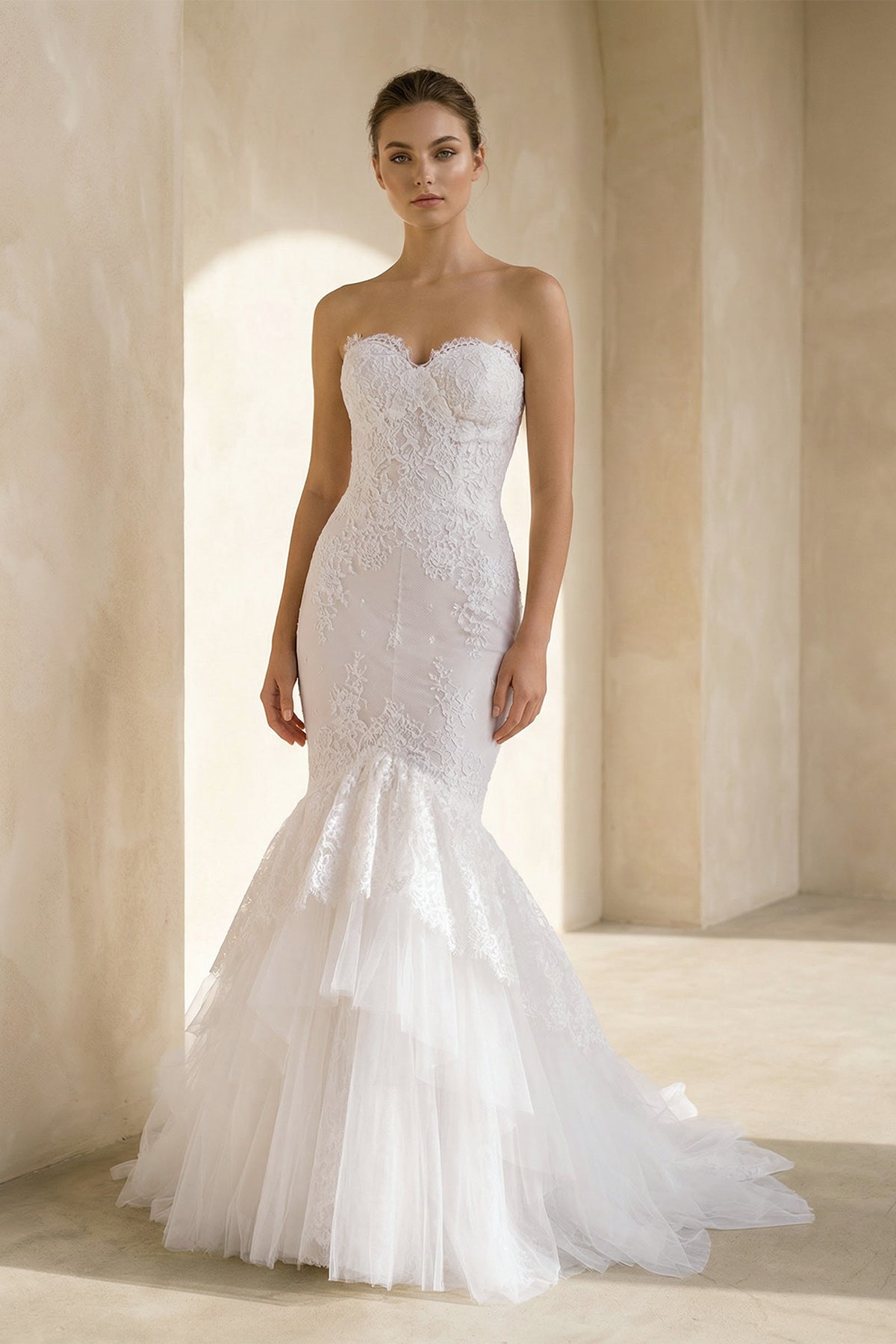 Clarisse Grace Diamond White front view wedding dress