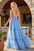 Bellisara Rose Royal Blue back view prom dress