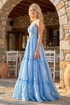 Bellisara Rose Royal Blue side view prom dress