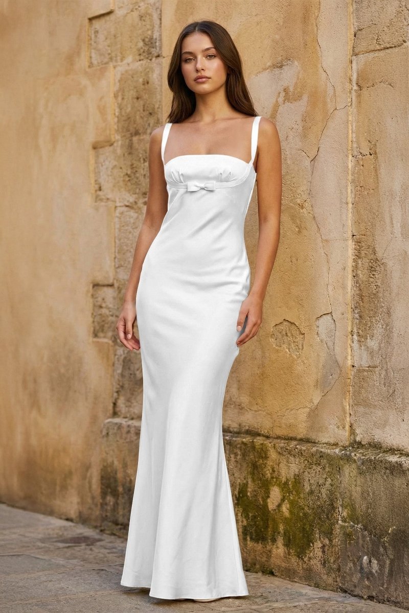 Rosalba Dove White front view prom dress
