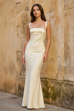 Rosalba Dove Yellow front view prom dress