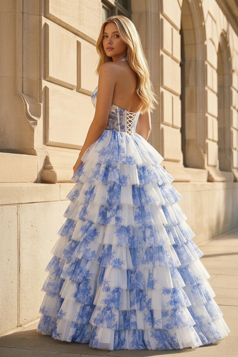 Yseult Renata Royal Blue back view prom dress
