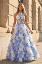 Yseult Renata Royal Blue front view prom dress