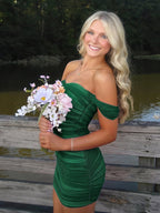 Pink Off The Shoulder Tulle Short Homecoming Dresses