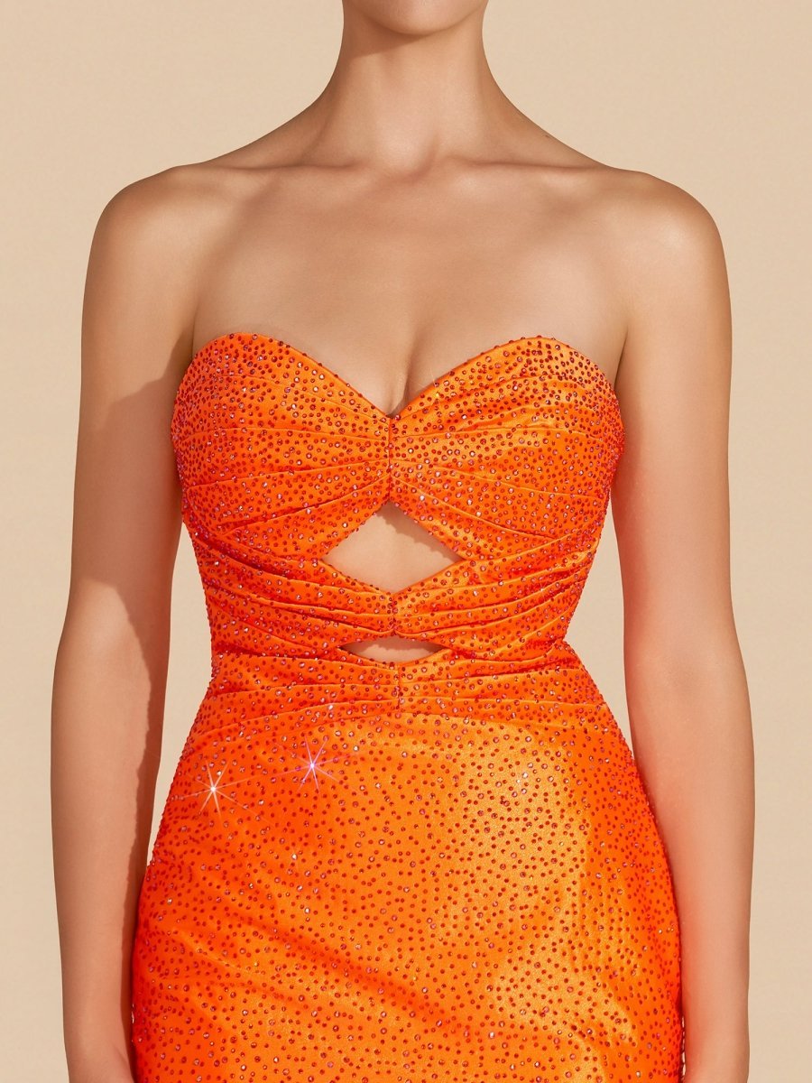 Orange Sheath Sweetheart Sequined Cut Out Short Homecoming & Cocktail Dresses