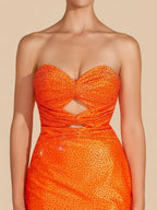 Orange Sheath Sweetheart Sequined Cut Out Short Homecoming & Cocktail Dresses