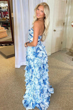 Kalliope blue back view prom dress
