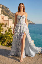 Kalliope purple front view prom dress