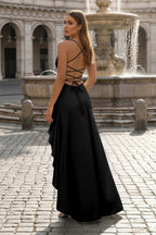 Lavinia black back view prom dress