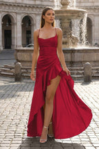 Yvaine Grace Burgundy front view prom dress
