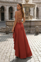 Yvaine Grace Rust back view prom dress