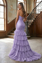 Red Lace Mermaid Evening Dress with Sweetheart Neckline and Pleated Detail