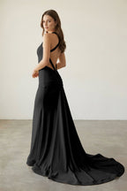 Pink Halter Satin Mermaid Open Back Long Formal Prom Gown