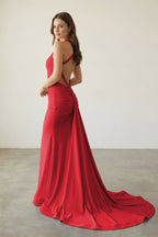 Pink Halter Satin Mermaid Open Back Long Formal Prom Gown