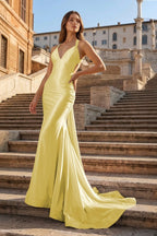 Pink Halter Satin Mermaid Open Back Long Formal Prom Gown