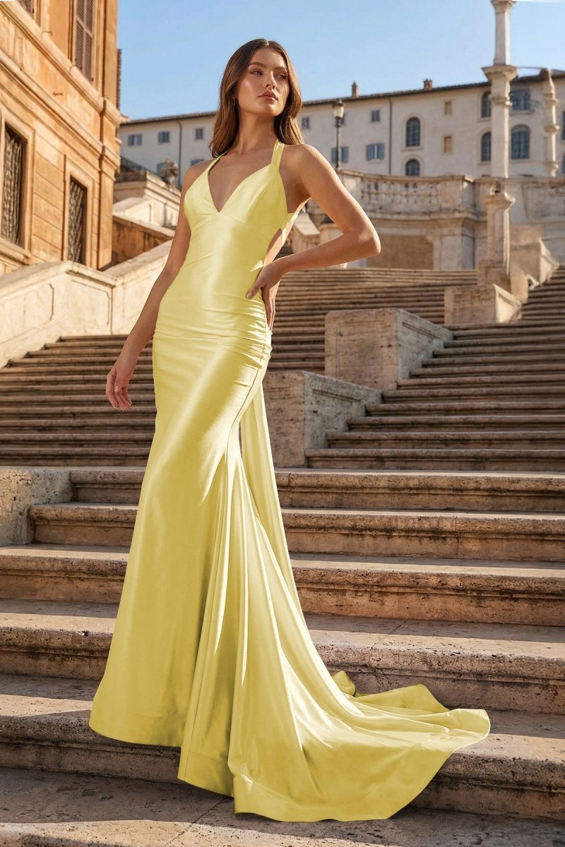 Pink Halter Satin Mermaid Open Back Long Formal Prom Gown