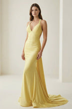 Pink Halter Satin Mermaid Open Back Long Formal Prom Gown