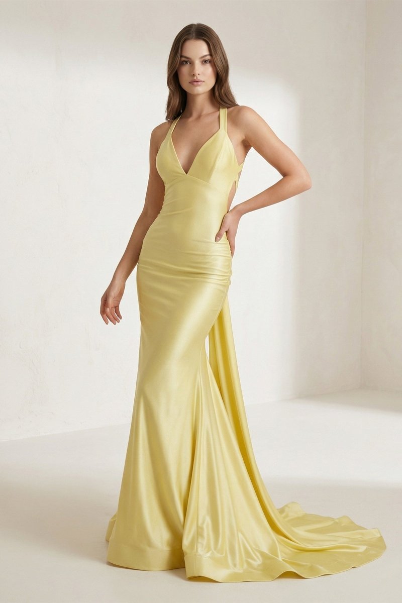 Pink Halter Satin Mermaid Open Back Long Formal Prom Gown
