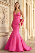Ondine Hot Pink front view prom dress