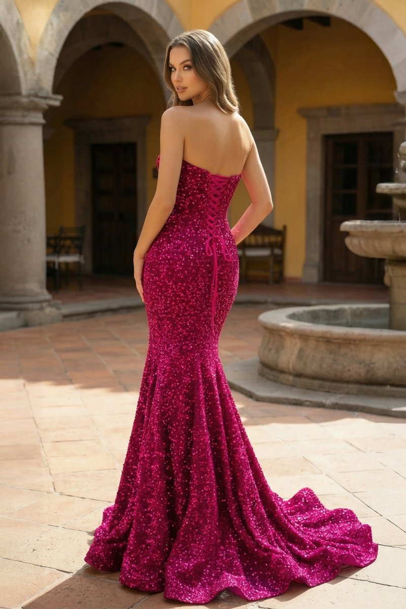 Nerissa Sol Fuchsia back view prom dress