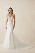 Aurelia Iris Diamond White front view wedding dress