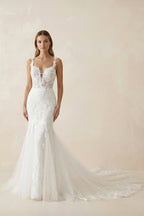 Aurelia Iris Diamond White front view wedding dress