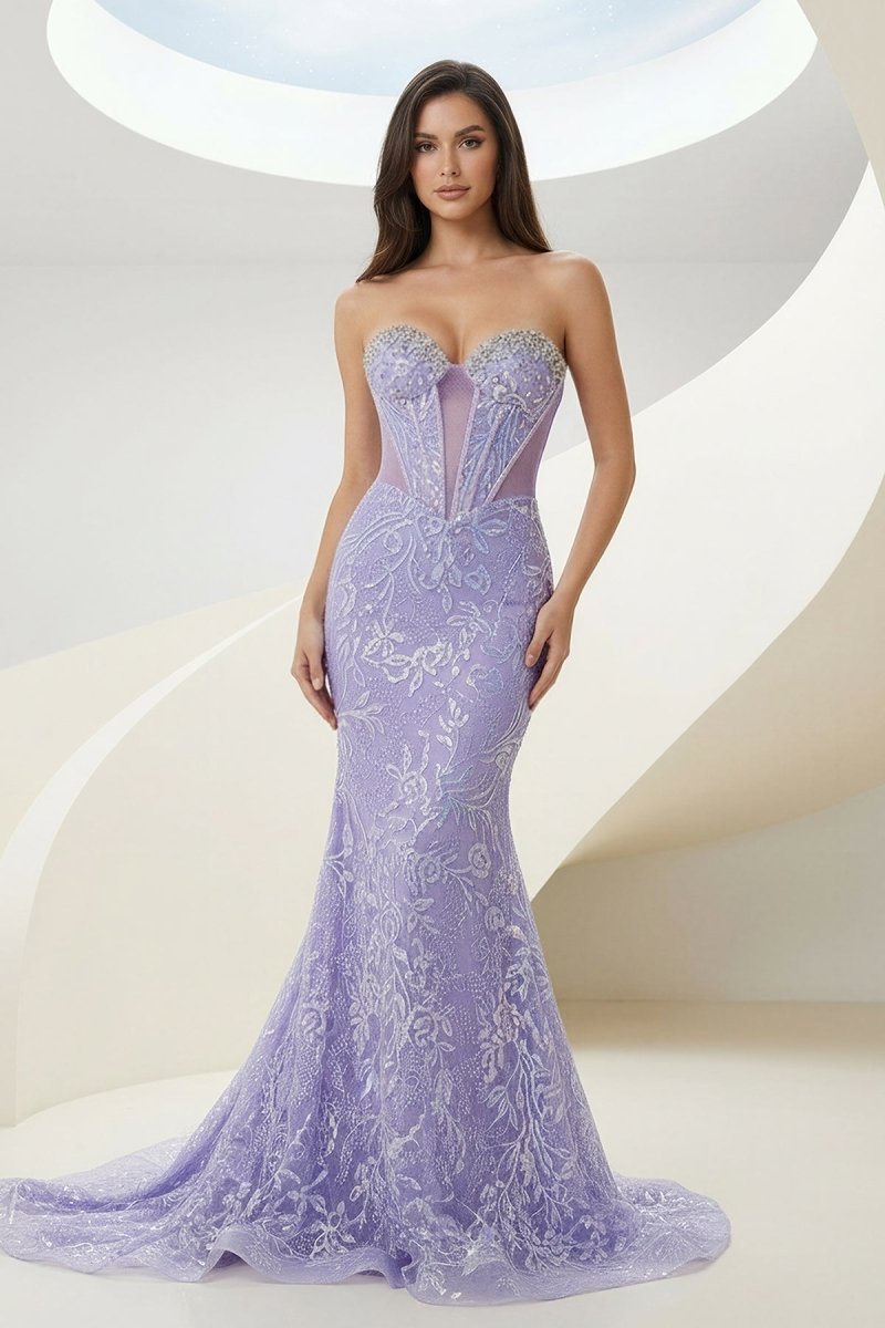 Cosette Wynn Lilac front view prom dress
