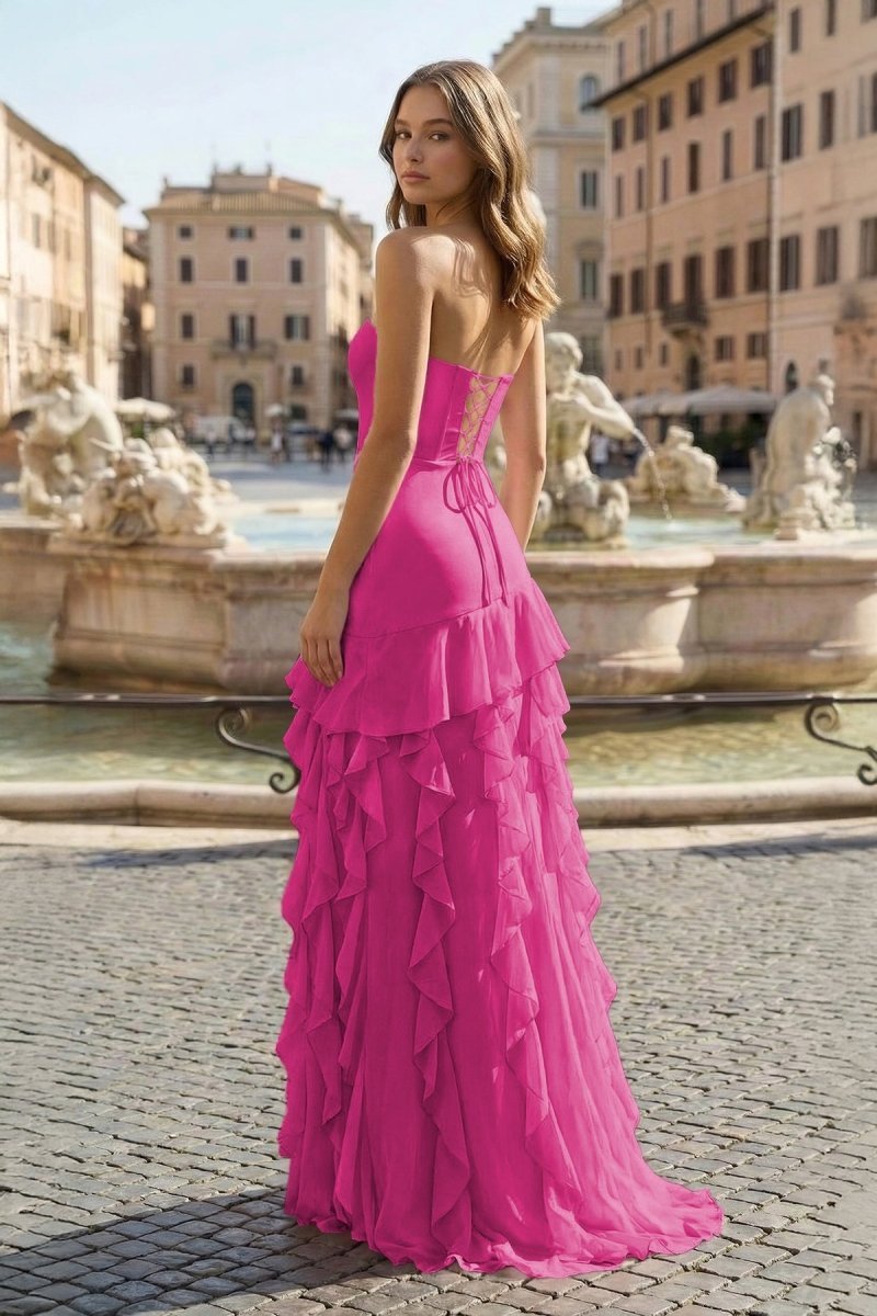 Karissa Dawn Fuchsia back view prom dress