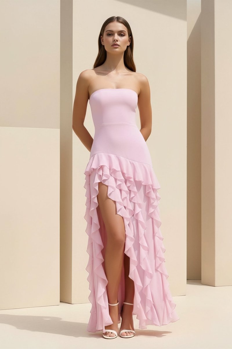 Karissa Dawn Rose Pink side view prom dress